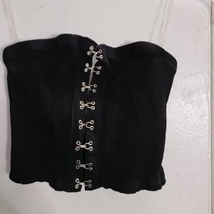 Black strapless crop top